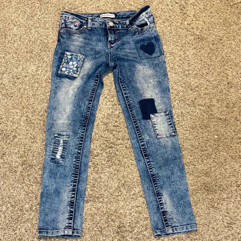 Almost Famous Kids Blue Patchwork Jeans